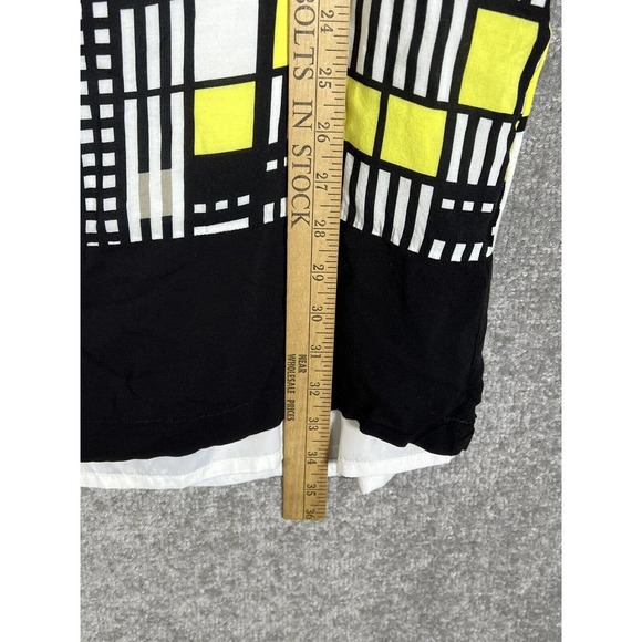 Tribal Geometric Sleeveless Dress Womens Size 8 Lined Rayon Pockets Black Yellow - Picture 16 of 16